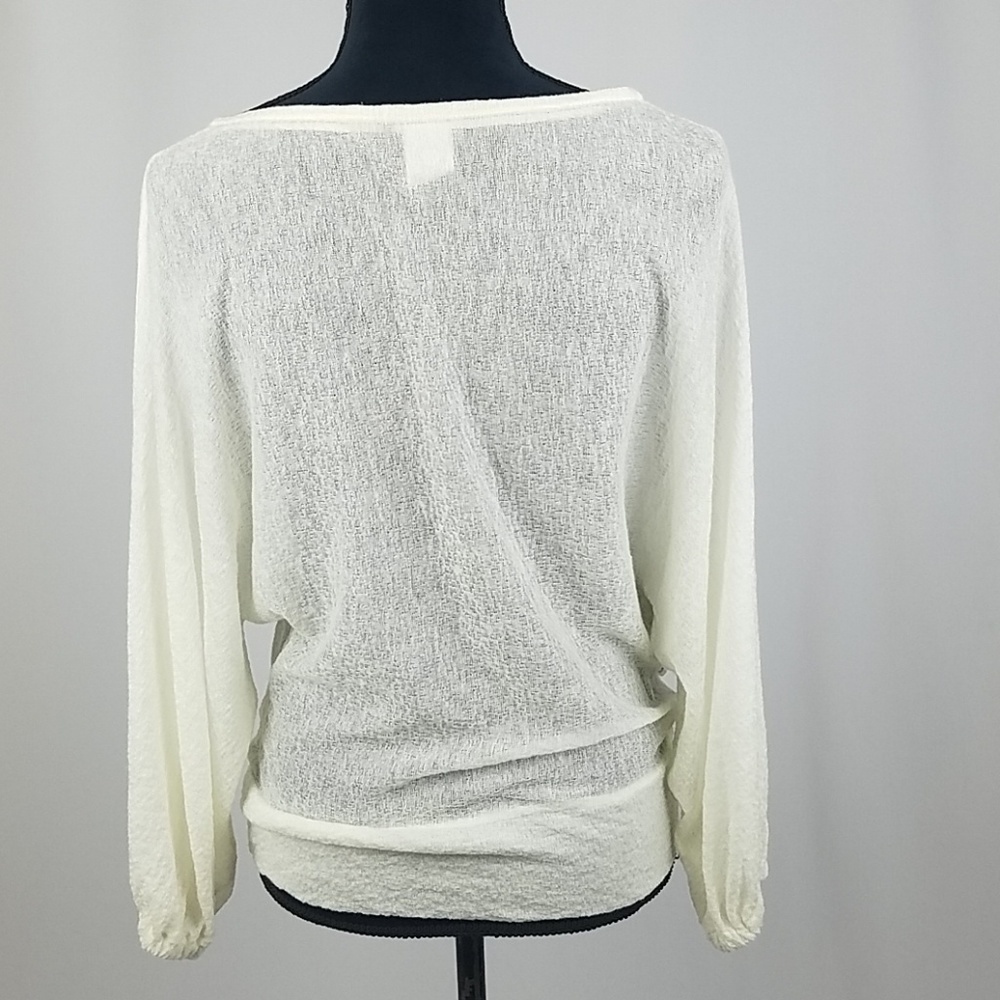 Anthropologie Akemi Kin women S Poet lace top‎ ivory gauze applique banded hem - Picture 5 of 7
